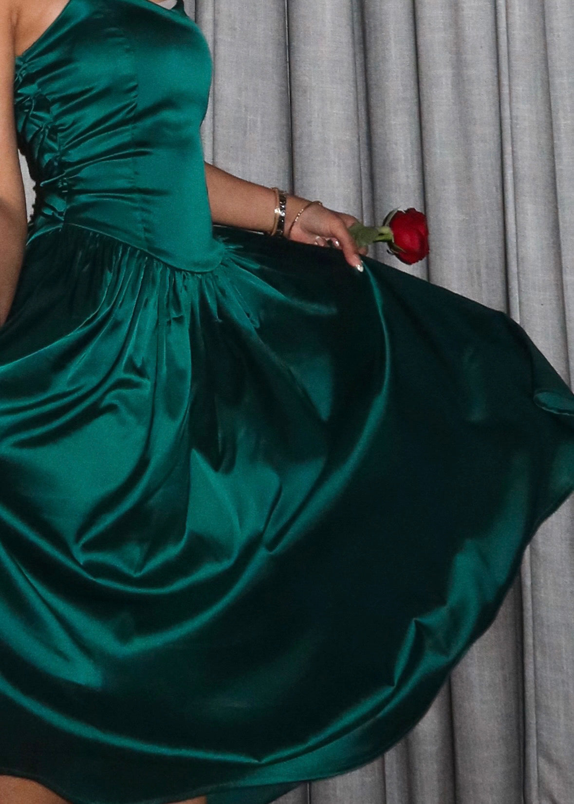 Emerald Satin Dress