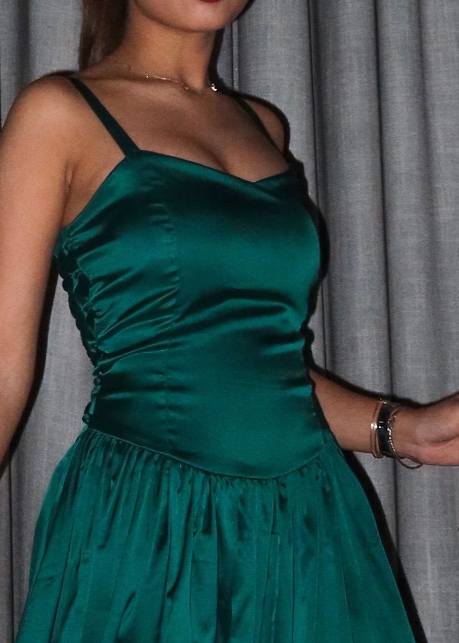 Emerald Satin Dress