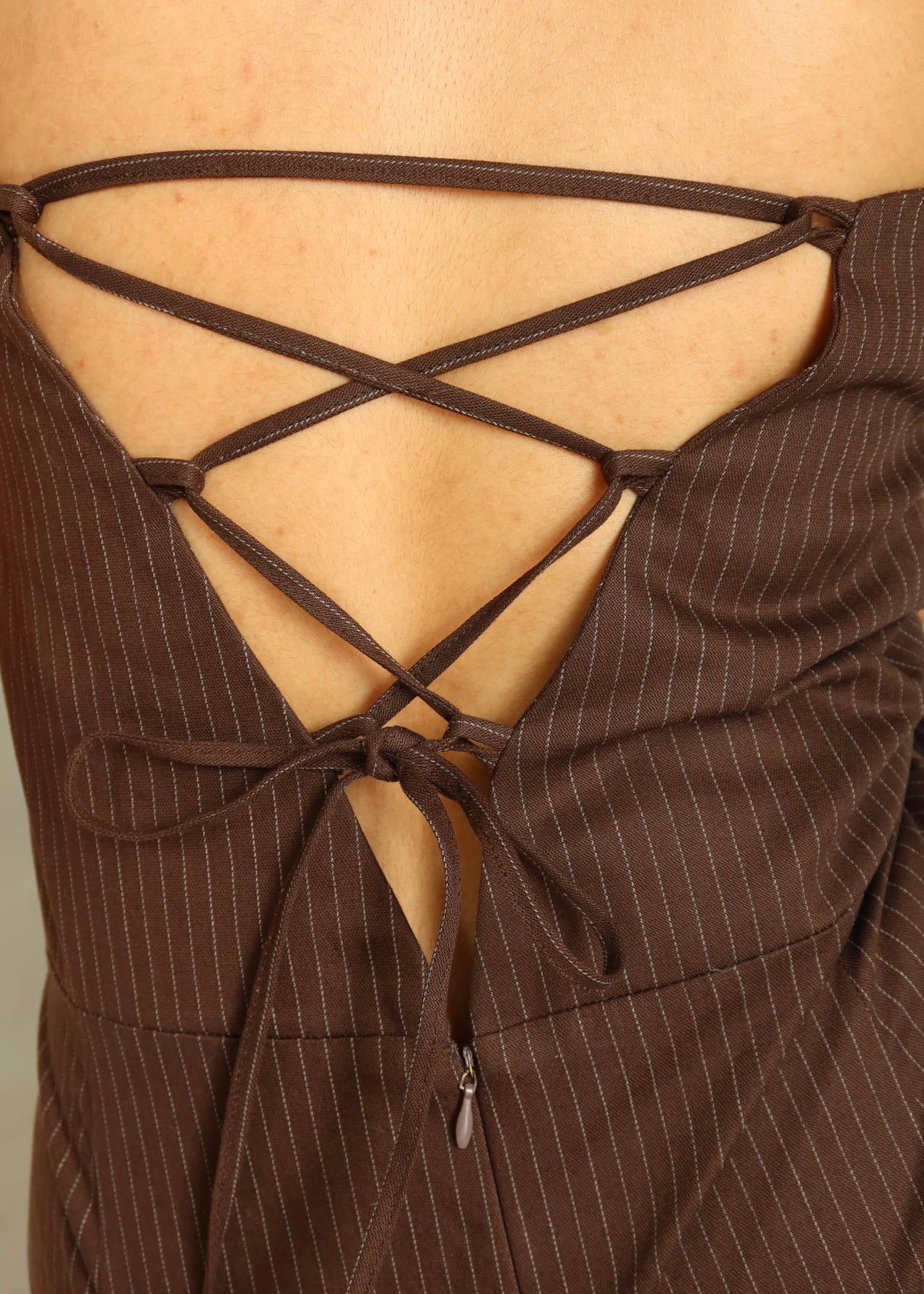 Pinstripe Wide Leg Jumpsuit