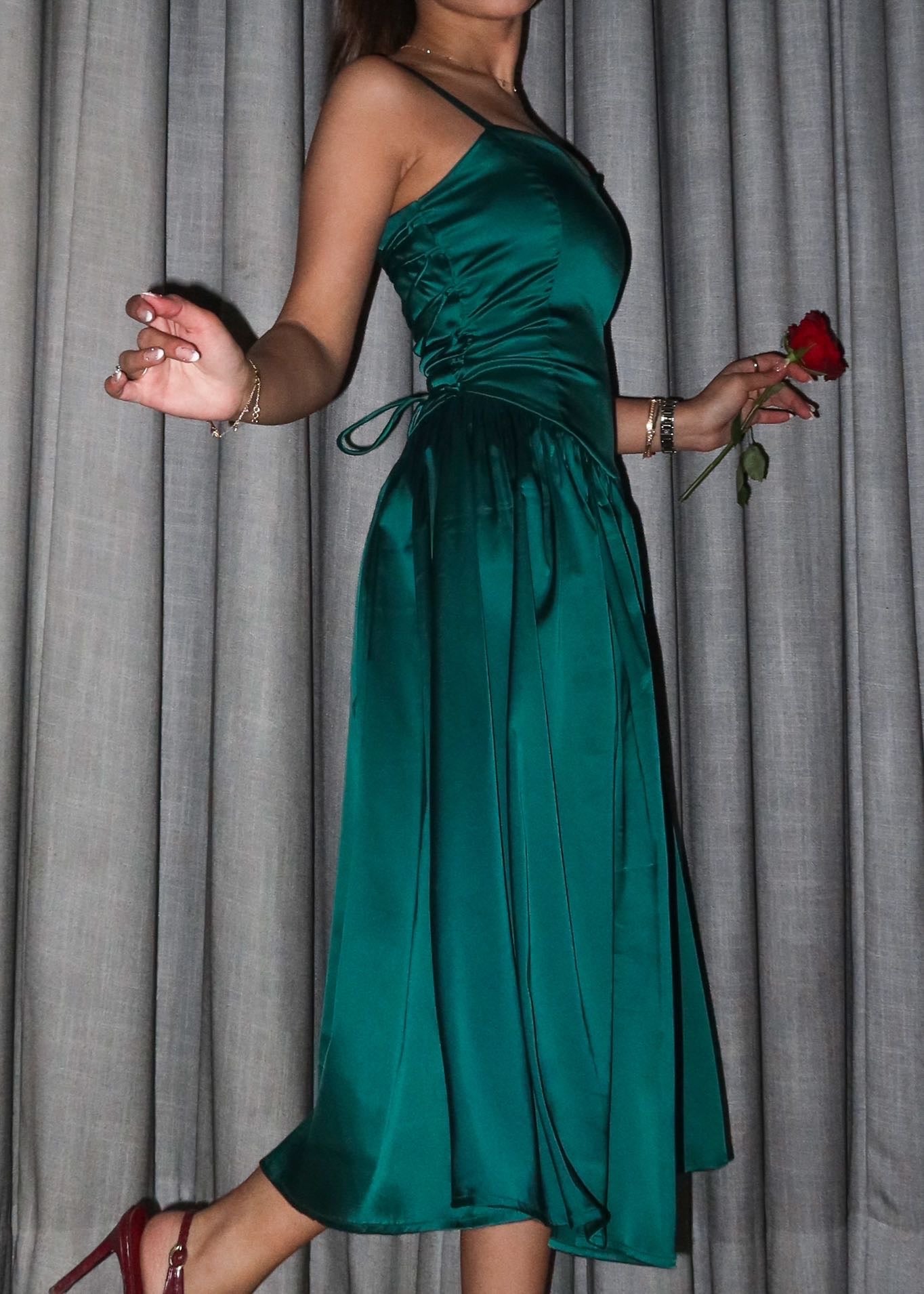 Emerald Satin Dress