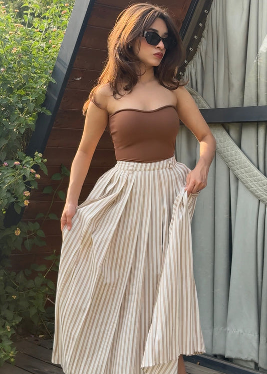 Pleated Stripe Skirt