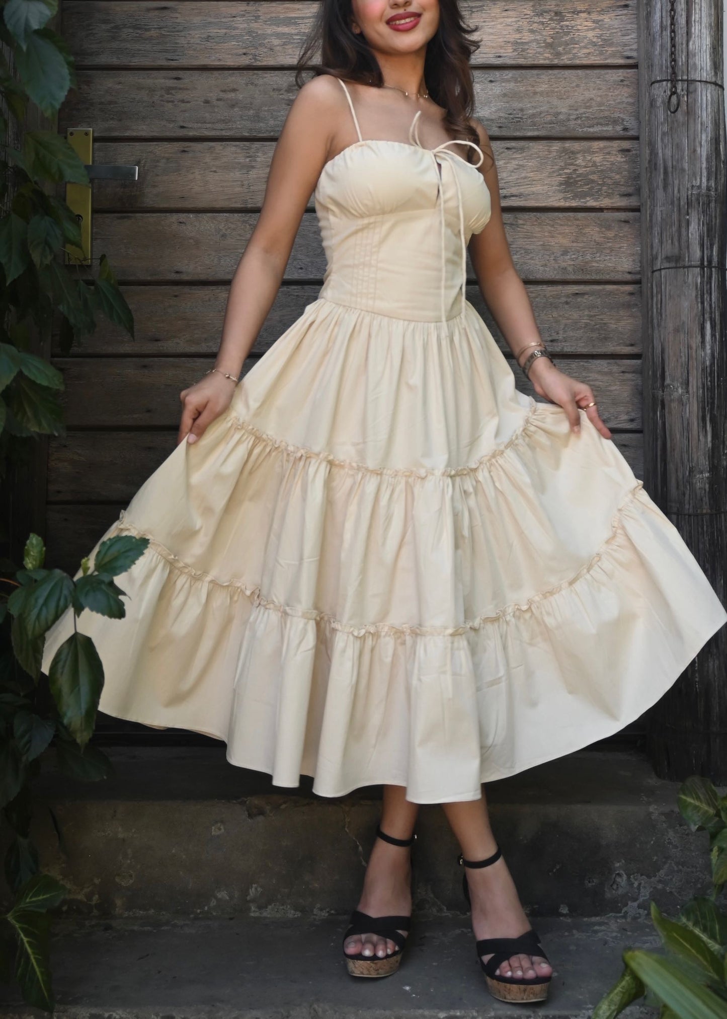 Cream Ruffle Sundress