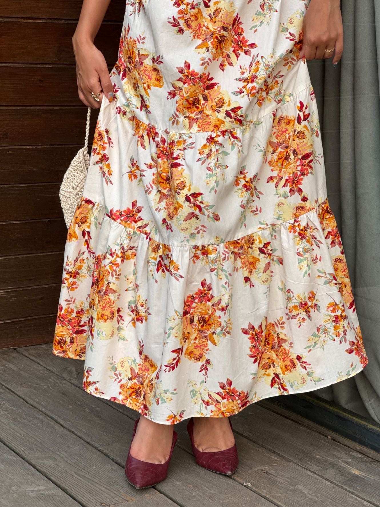 Sunset Petals Midi Dress