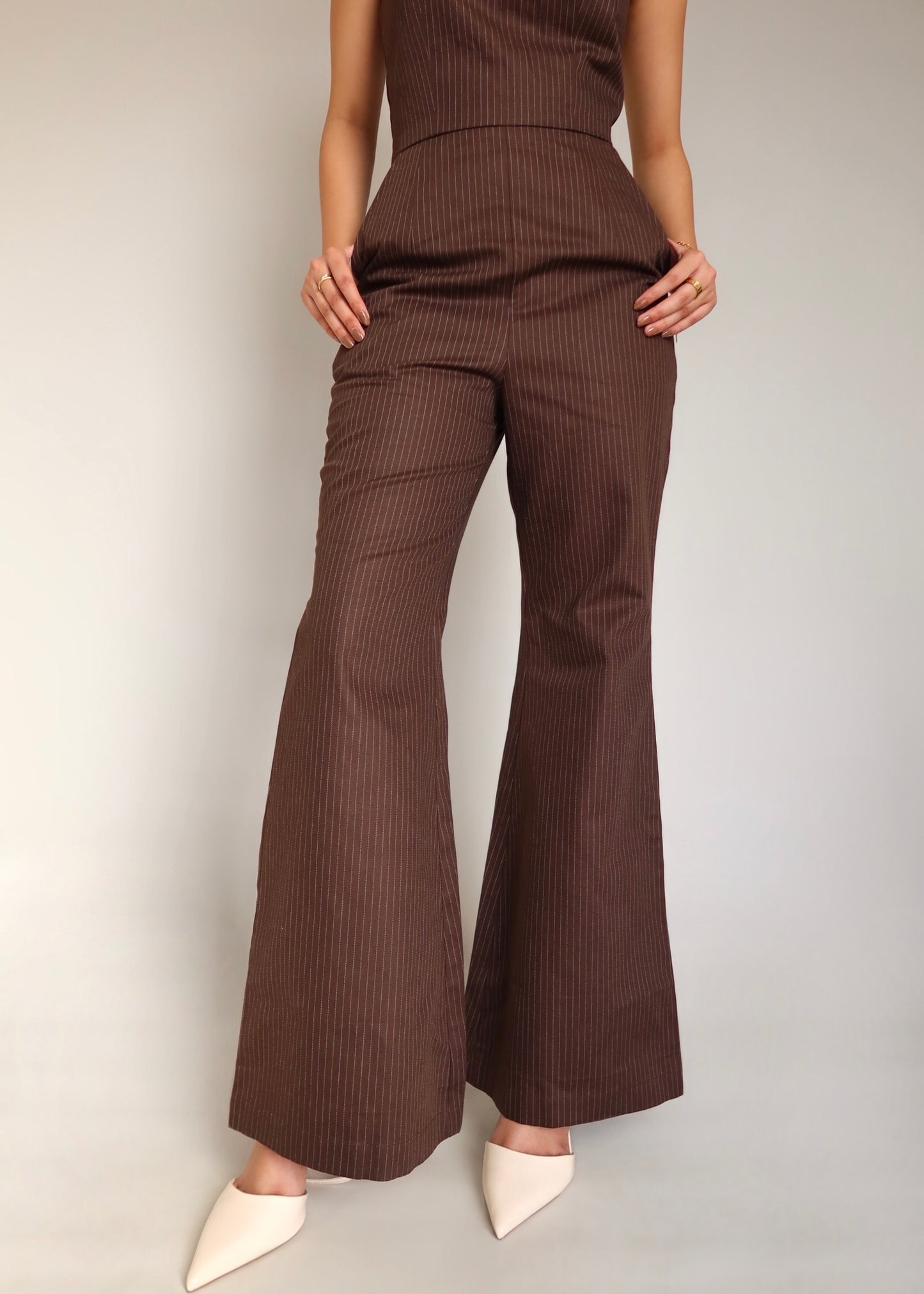 Pinstripe Wide Leg Jumpsuit