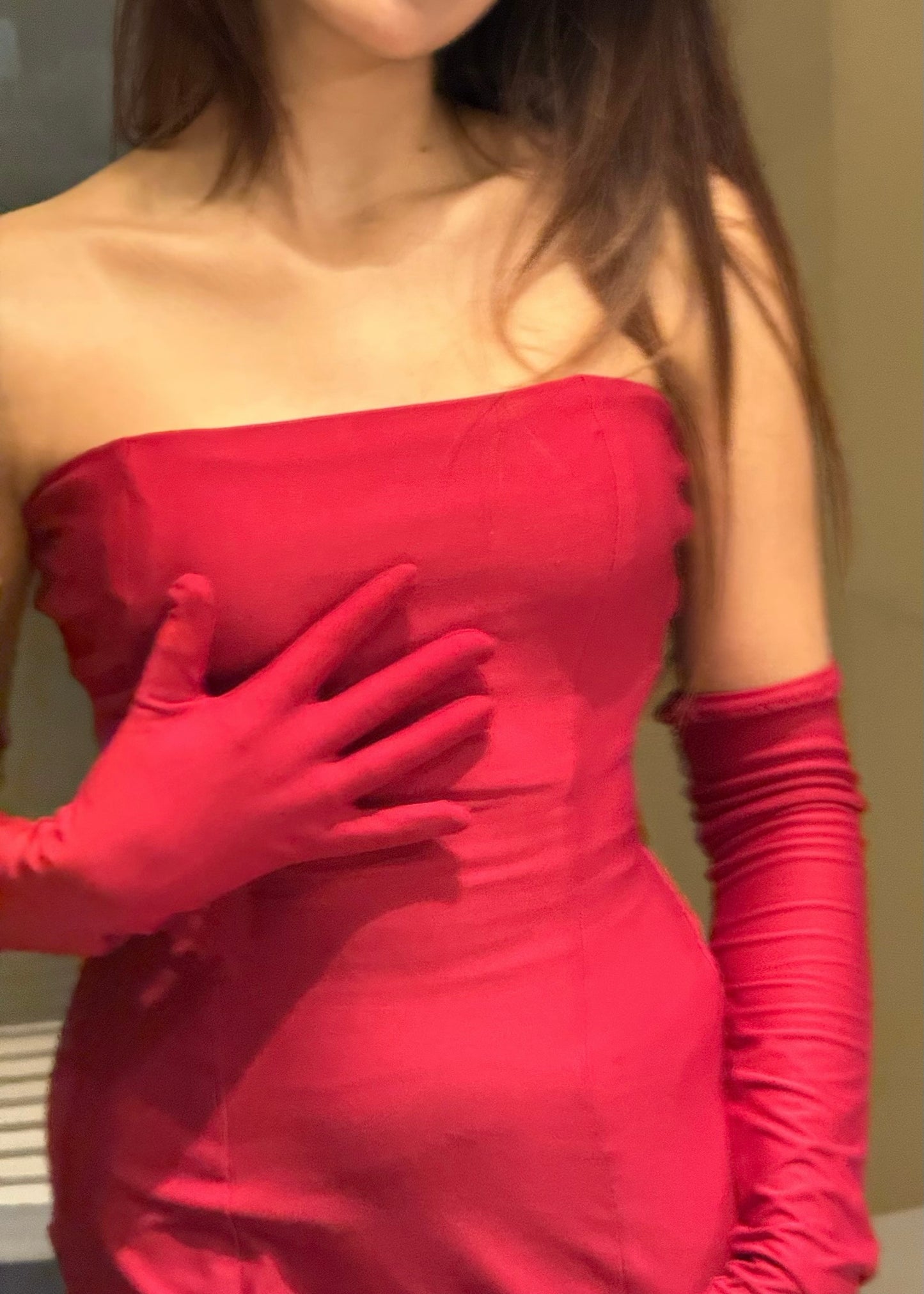 Red Dress & Gloves Set