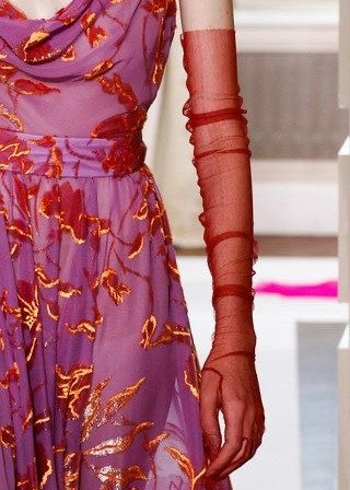 Sheer Extra Long Gloves Red