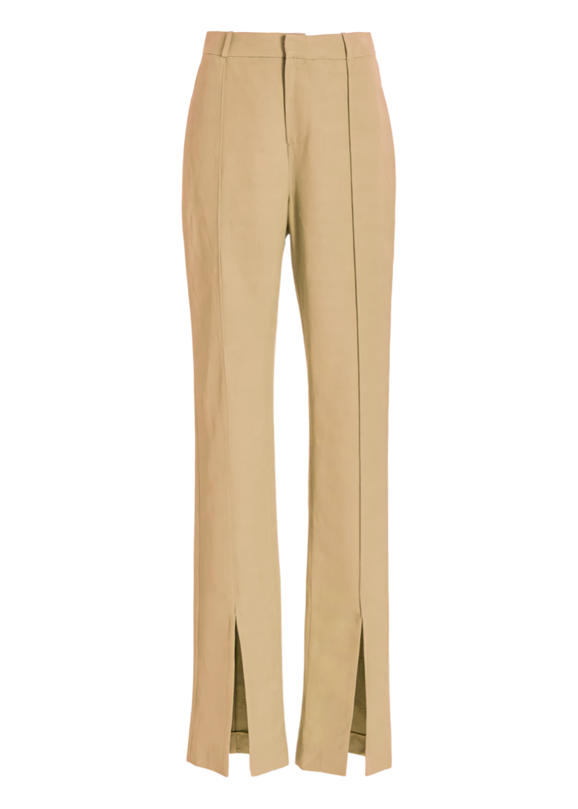 High Waist Slit Pants (Creme)