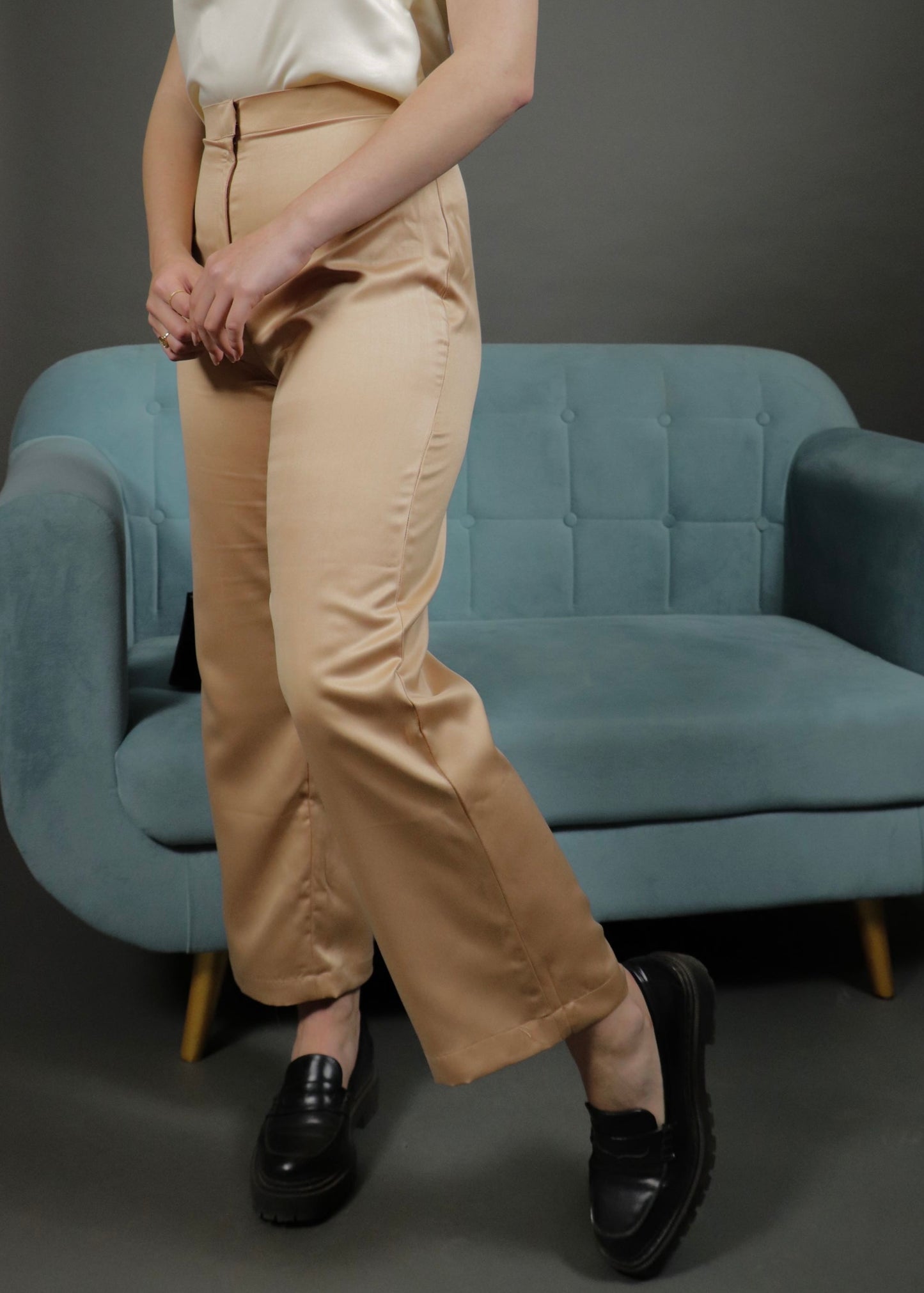 Beige Satin Pants