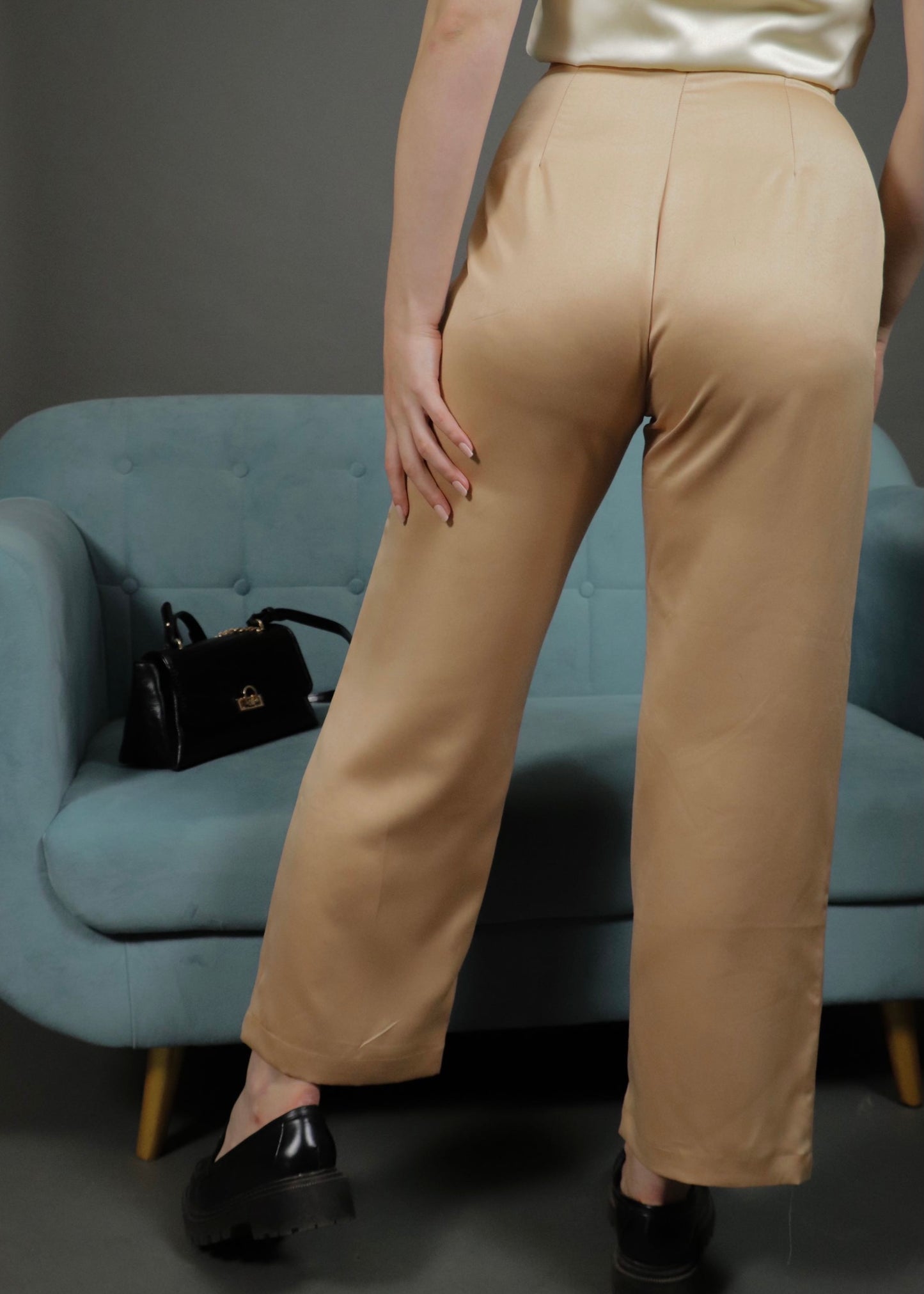 Beige Satin Pants