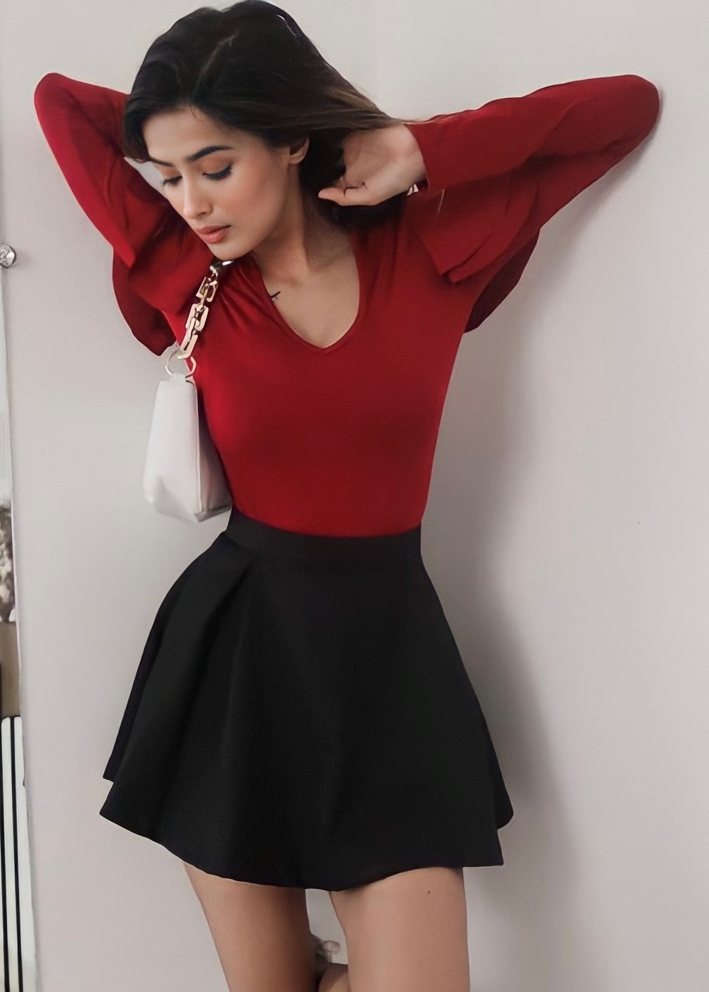 Mini Skirt Black Skirt With Belt Pleated Mini Skirt With Belt