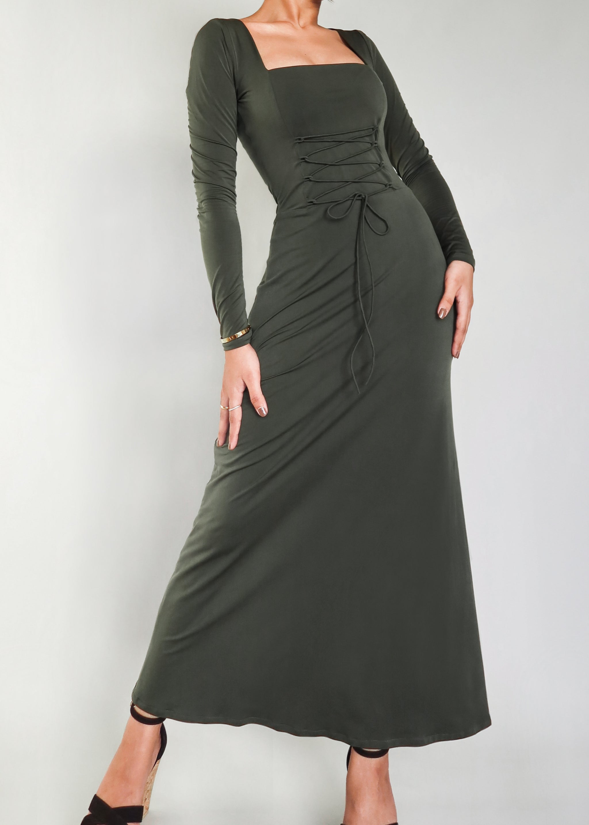 The Olive Meadow Belted Dress main image 1