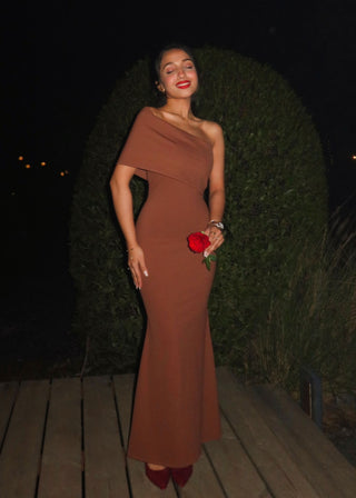 Caramel One Shoulder Dress