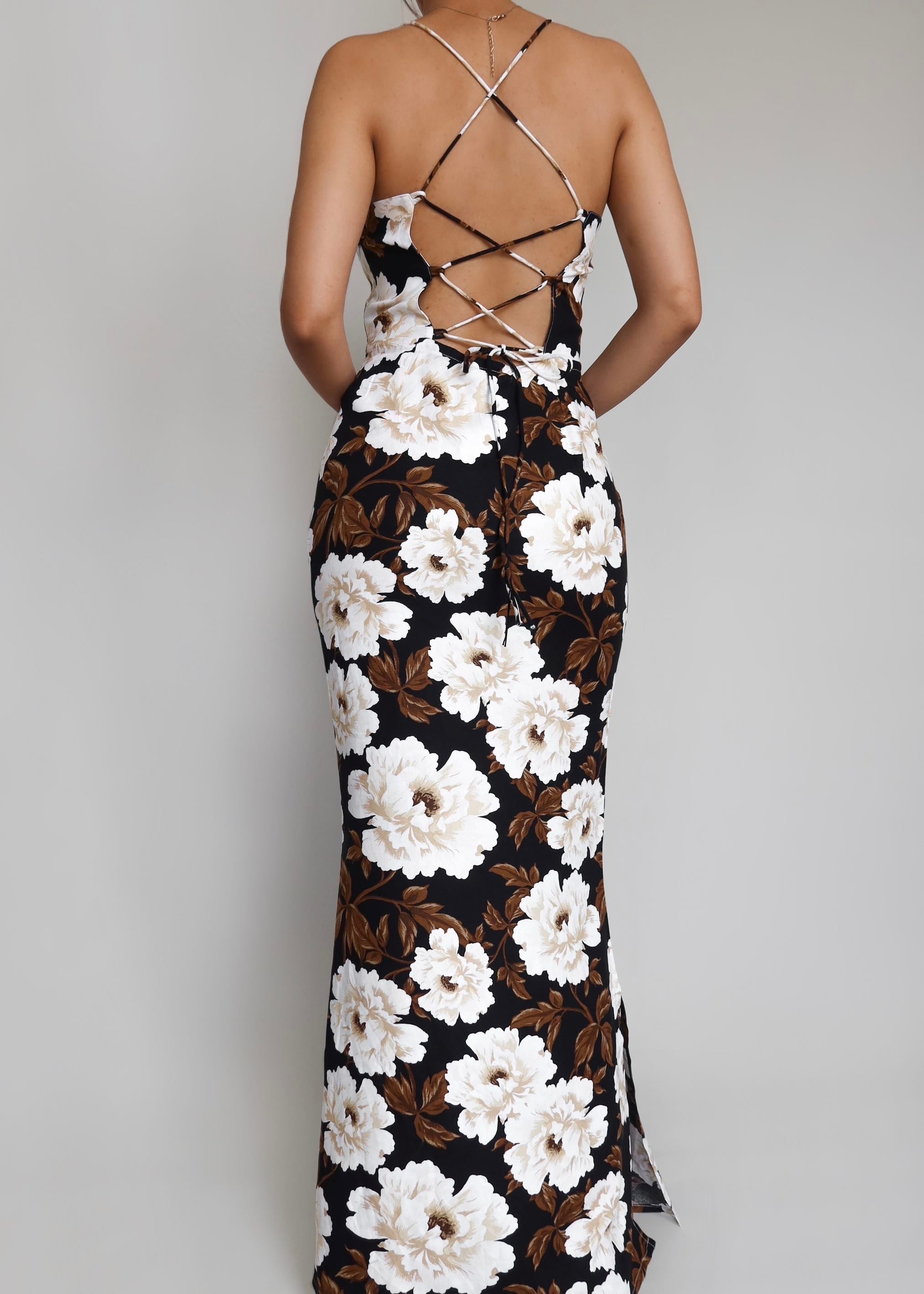Buy BACKLESS PLUNGING BLACK KNOT MAXI DRESS for Women Online in India