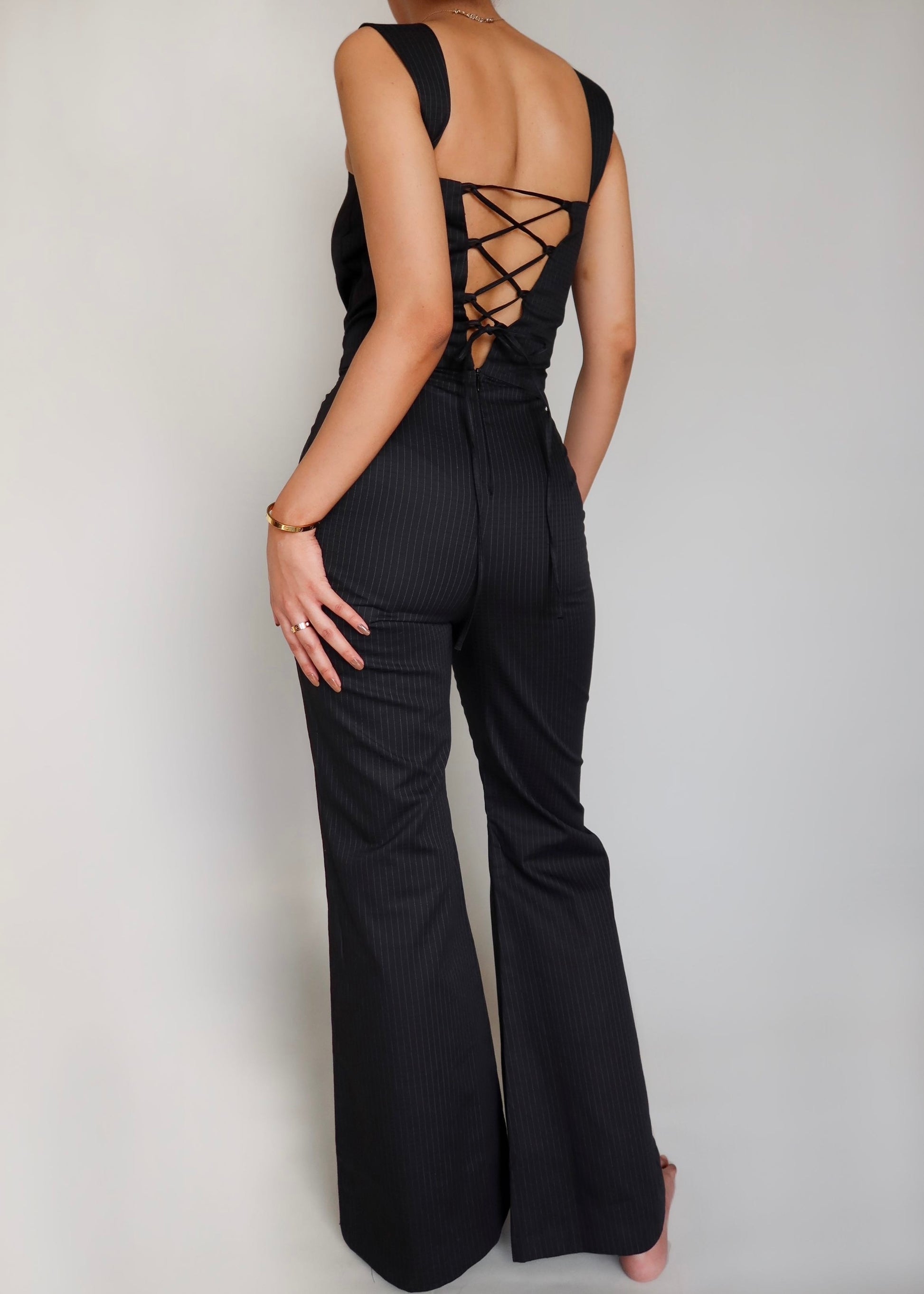 Pinstripe Black Jumpsuit – diamondlady