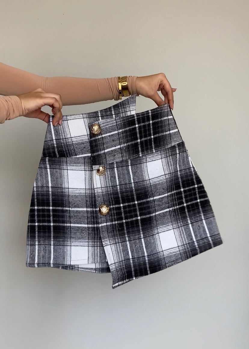 Asymmetric Plaid Skirt