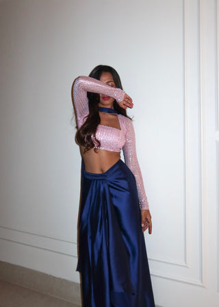 Leher Satin Drape Skirt & Scarf