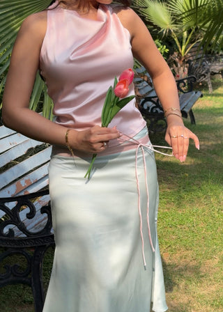 Mint Satin Skirt