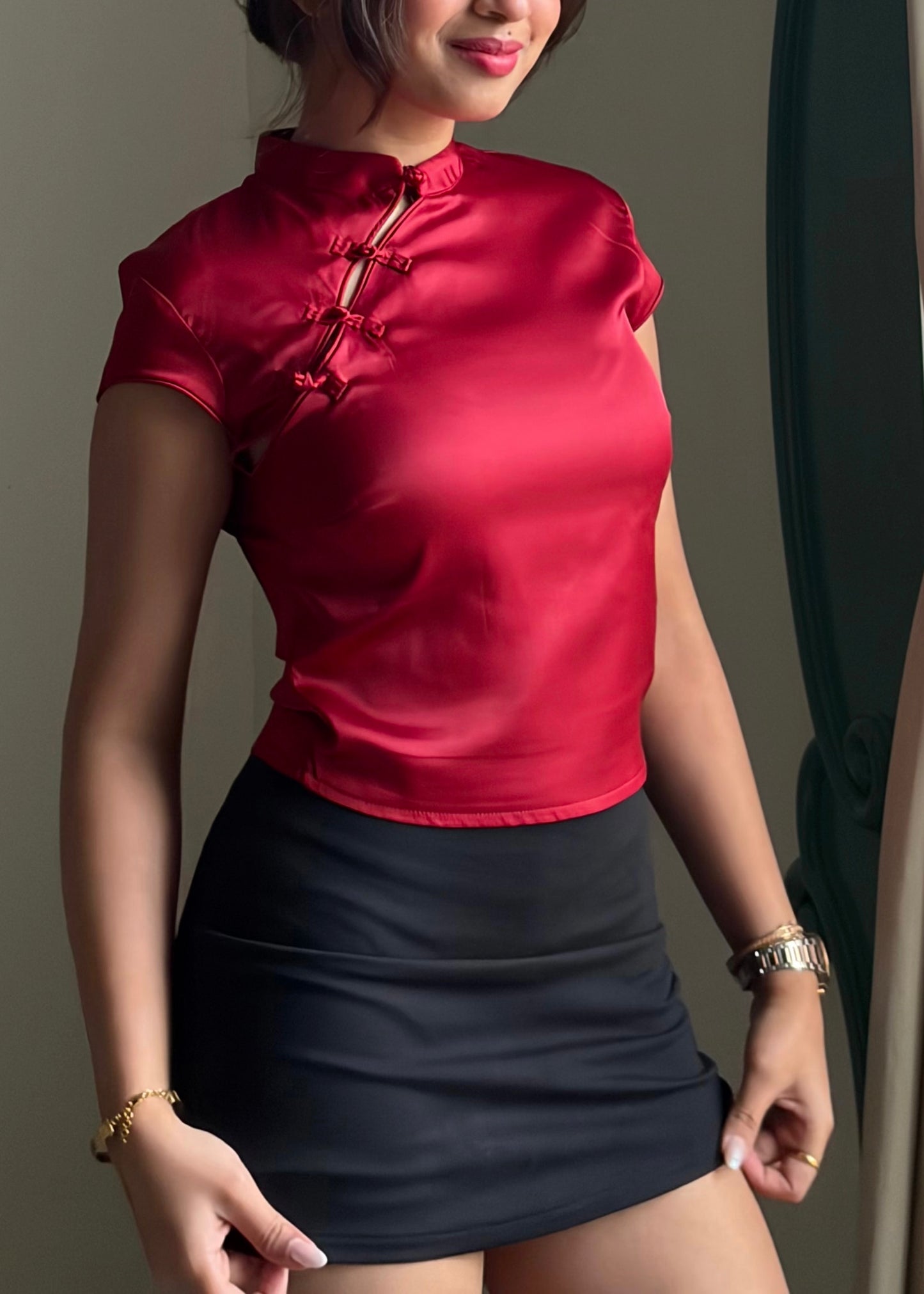 Jade Satin Top