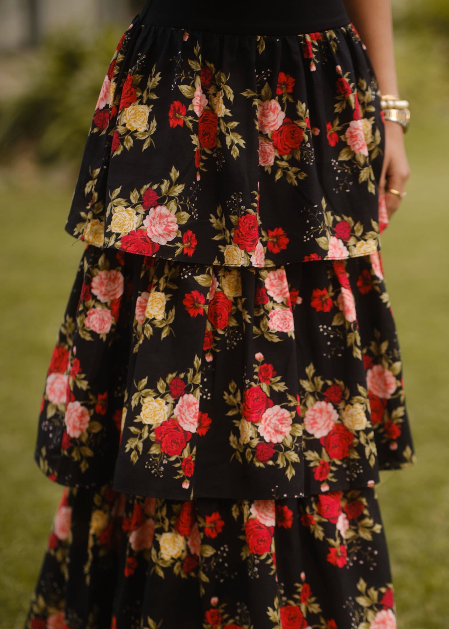 Midnight Rose Ruffle Dress