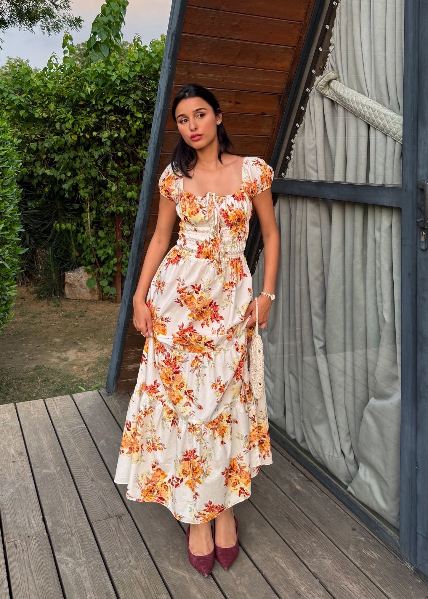Sunset Petals Midi Dress