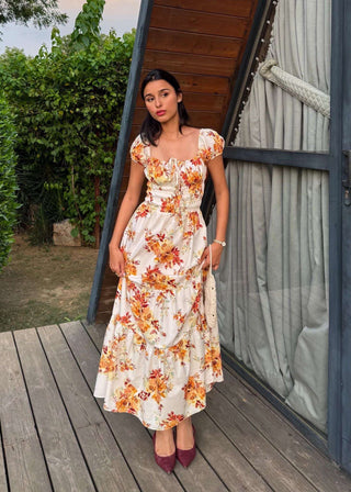 Sunset Petals Midi Dress