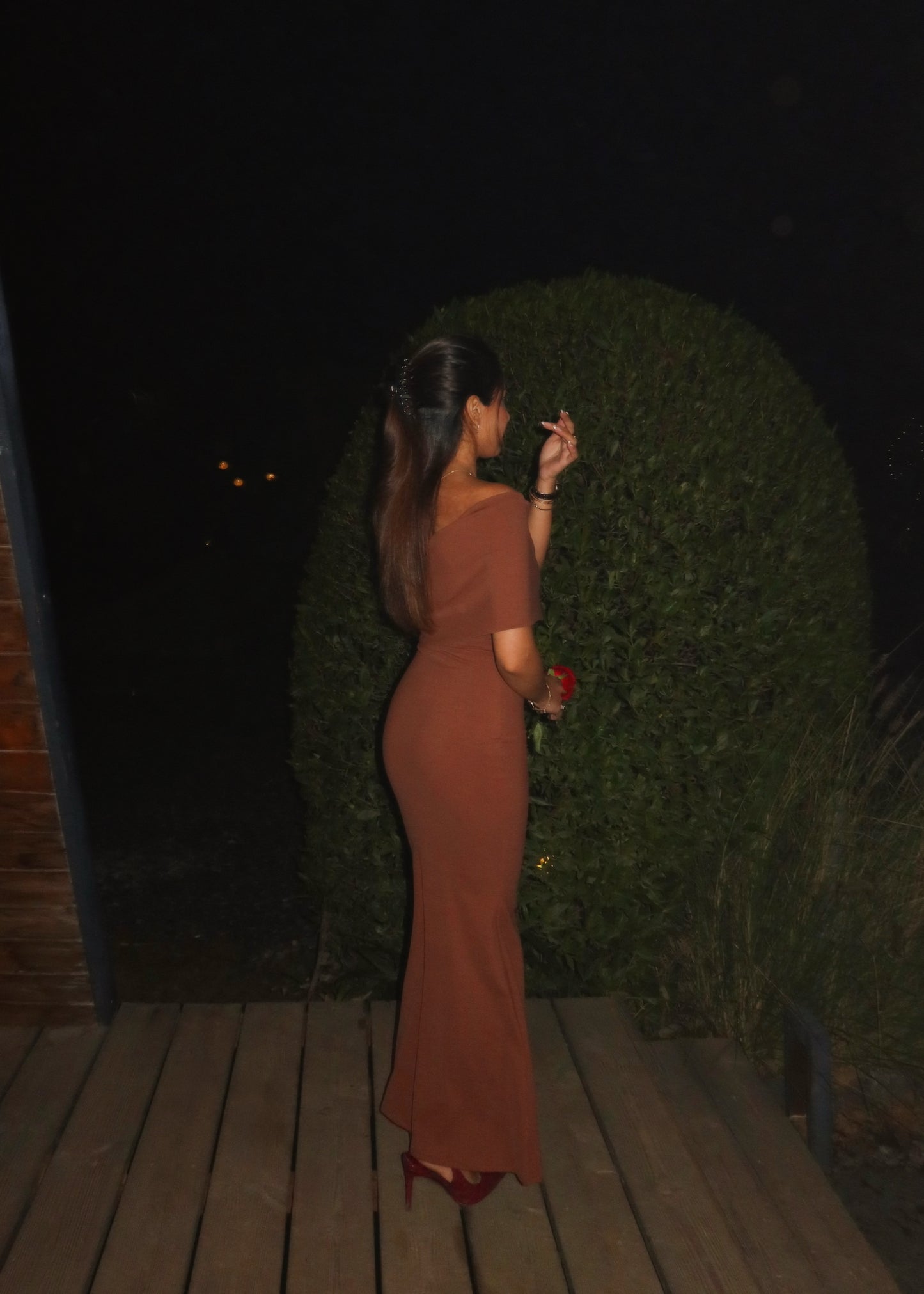 Caramel One Shoulder Dress