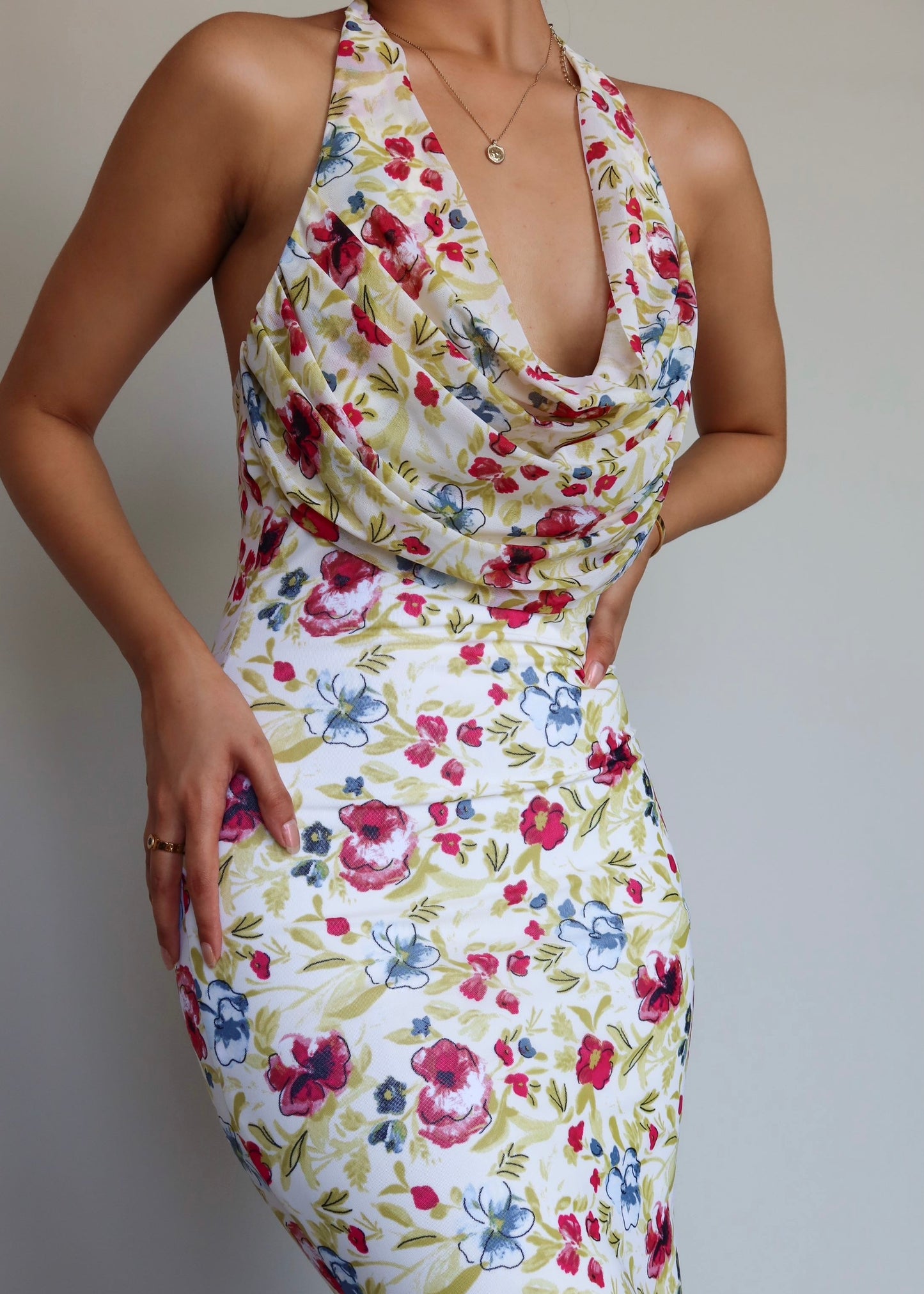 Blossom Cowl Neck Long Dress – diamondlady