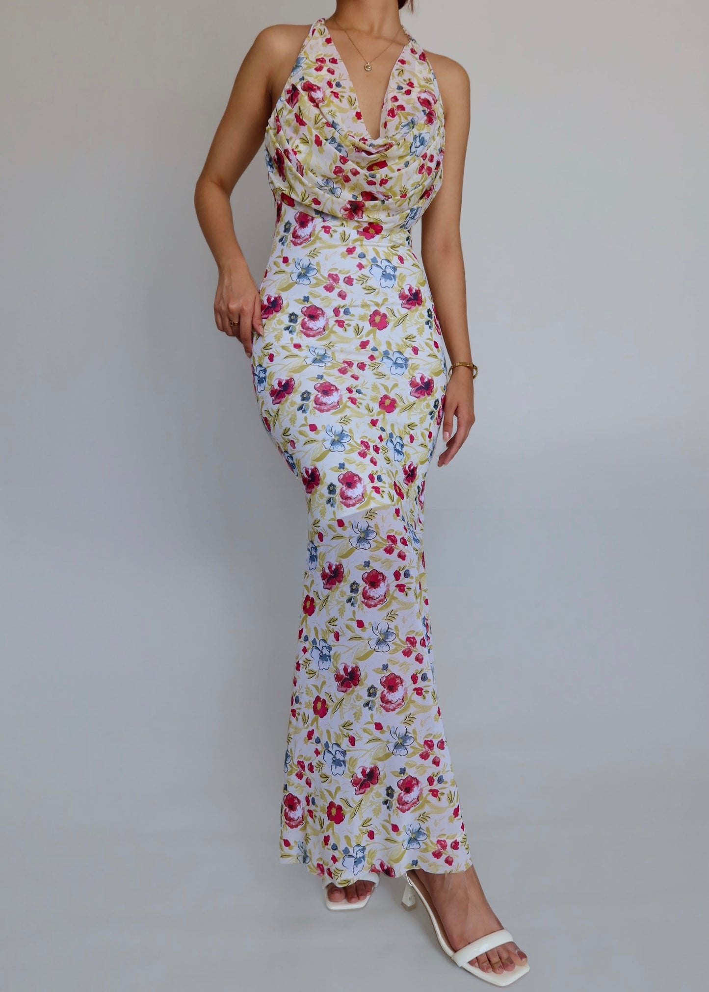 Blossom Cowl Neck Long Dress