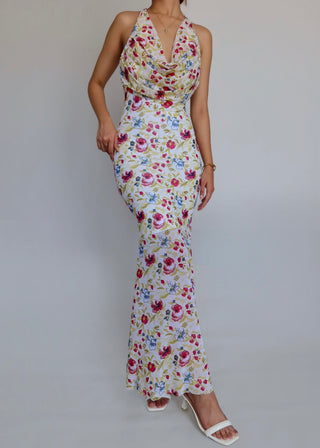Blossom Cowl Neck Long Dress
