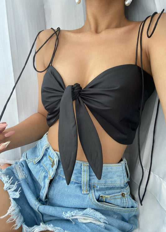 Front Knot Satin Top