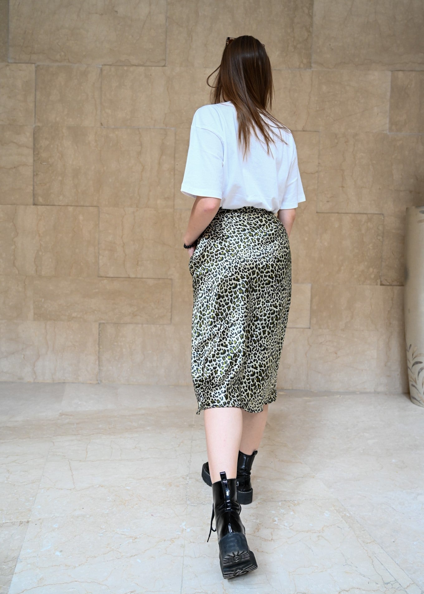 Leopard Print Slit Skirt