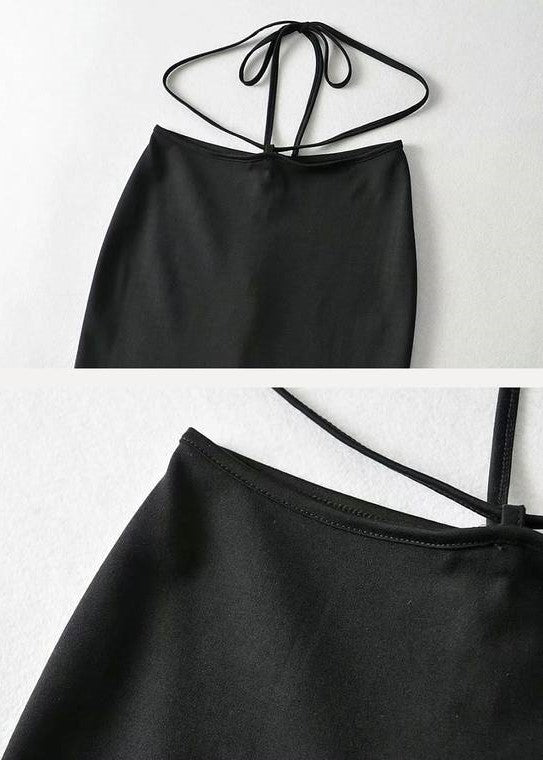 Tie Waist Mini Black Skirt