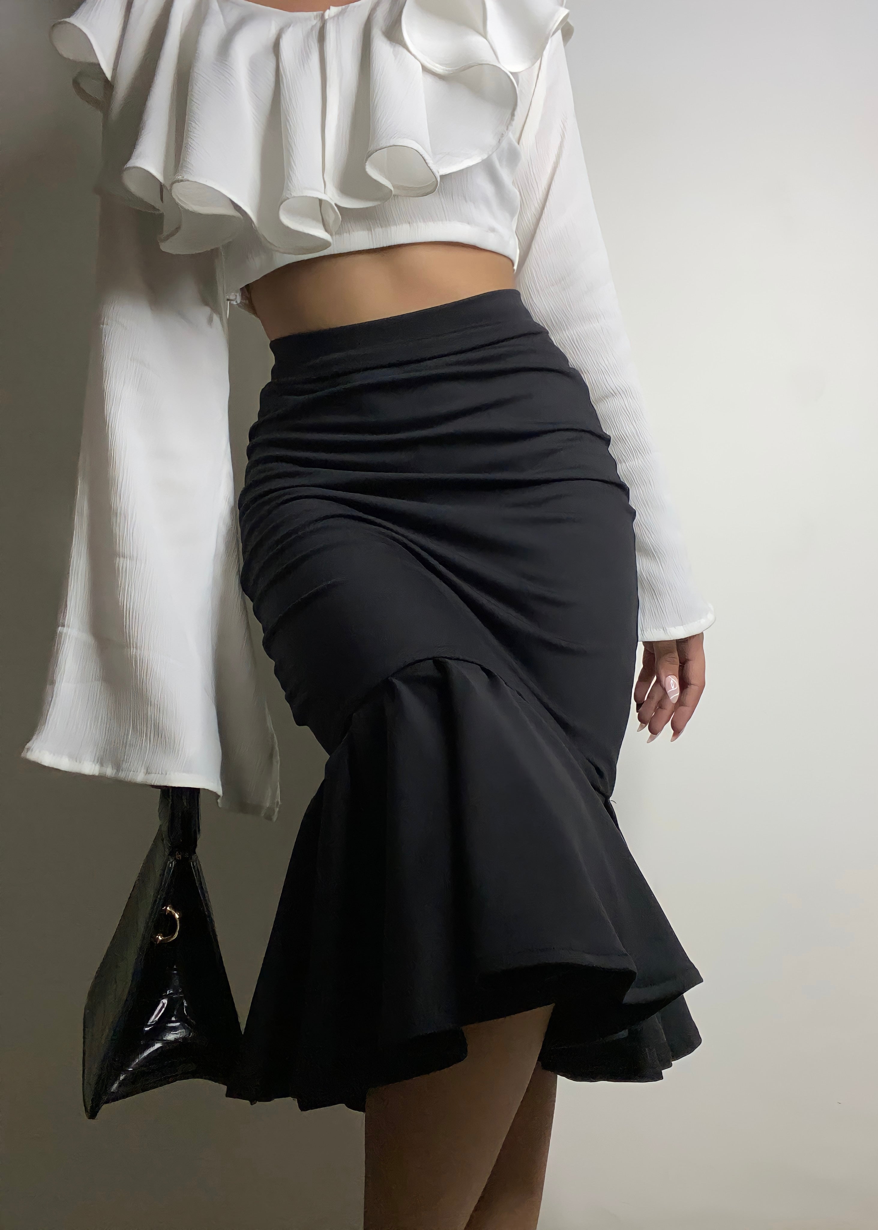 Selma: Elegant Ruffled Trumpet Maxi Skirt with Wrap Belt (Plus Sizes) – A  Lark And A Lady