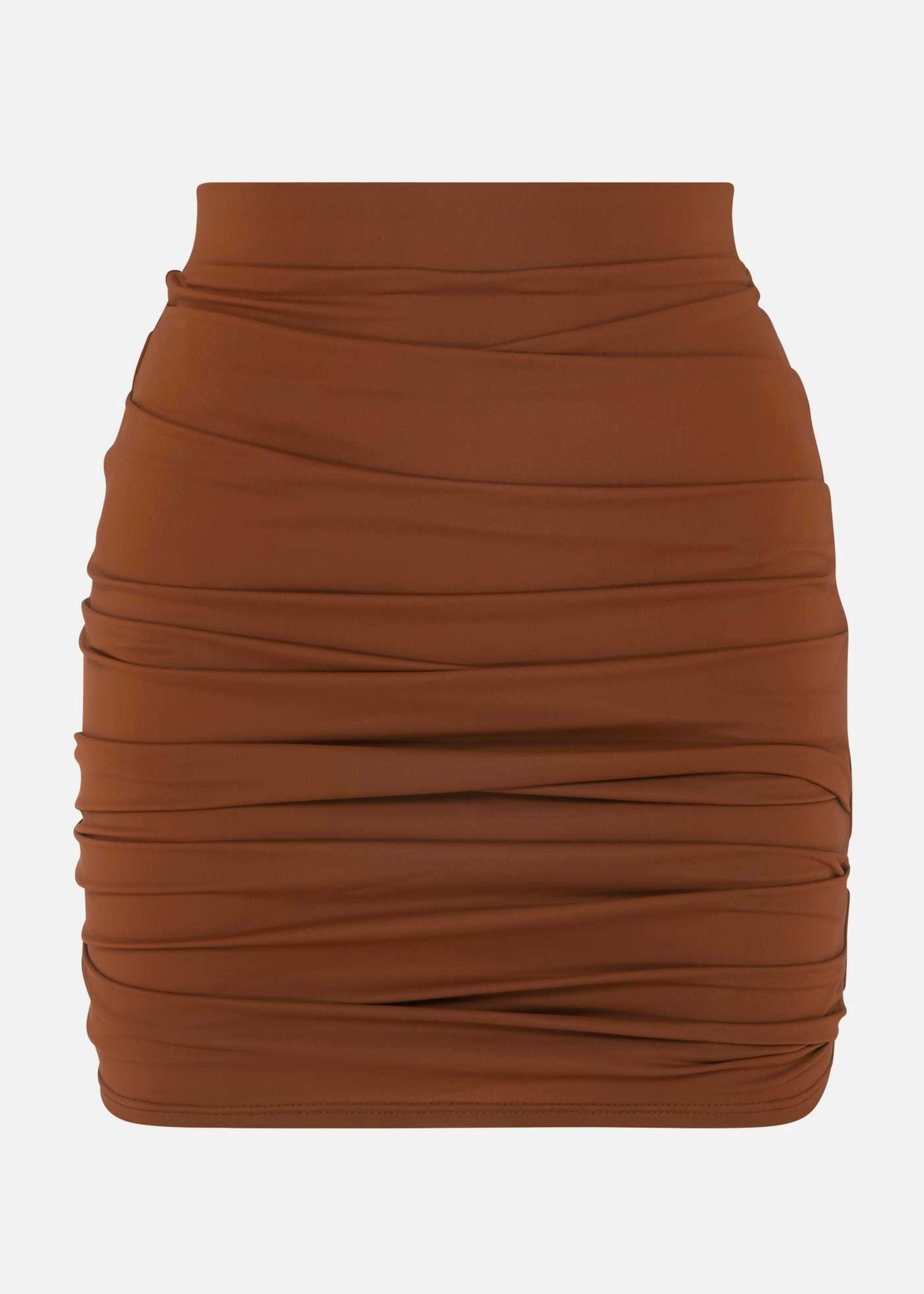 Caramel Brown Ruched Skirt