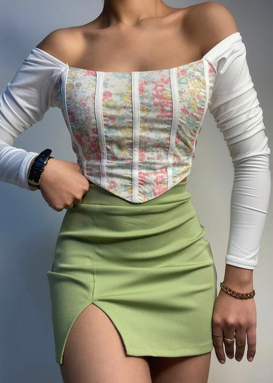 Side Cut Chic Skirt (Sage Green)